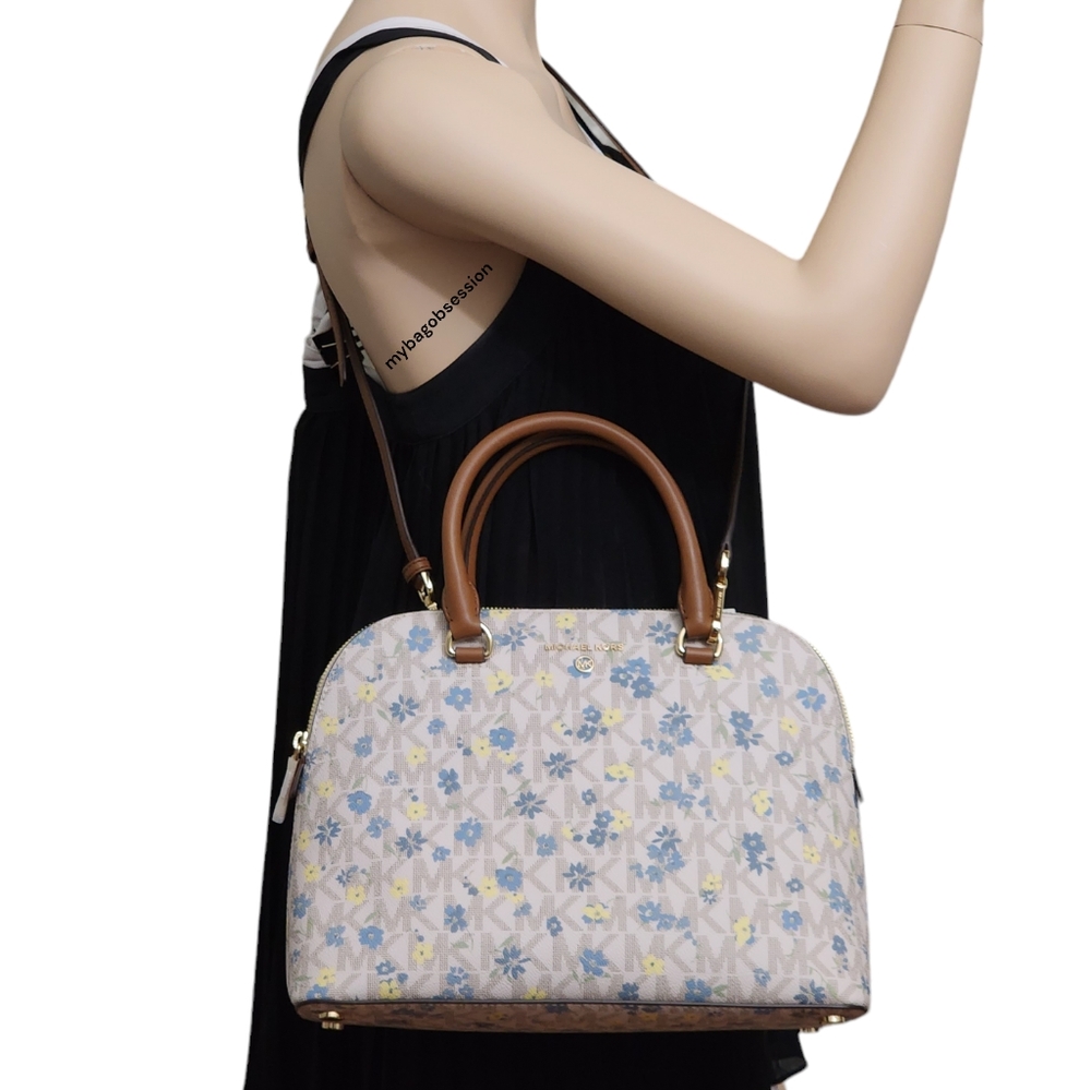 Michael Kors Cindy Logo Floral Large Satchel - Picture 8 of 10
